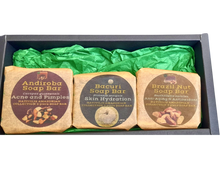 Load image into Gallery viewer, Nativilis Amazonian Collection 3-piece Soap Bar 300 grams - ANDIROBA BACURI BRAZIL NUT - Natural Vegan Emollient Face Skin Body Soap Moisturises & Cleanses No Chemicals Additives, Colours or Lauryl