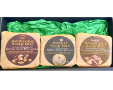 Load image into Gallery viewer, Nativilis Amazonian Collection 3-piece Soap Bar 300 grams - ANDIROBA BACURI BRAZIL NUT - Natural Vegan Emollient Face Skin Body Soap Moisturises & Cleanses No Chemicals Additives, Colours or Lauryl
