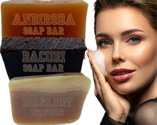 Load image into Gallery viewer, Nativilis Amazonian Soap Base 3KG - ANDIROBA 1KG - BACURI 1KG - BRAZIL NUT 1KG - Natural Vegan Emollient Face Skin Body Moisturises Cleanses No Chemicals Additives, Colours or Lauryl - Melt and Pour