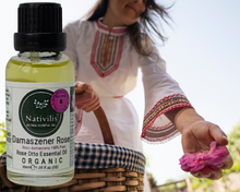 Load image into Gallery viewer, Nativilis Organic Rose Otto Essential Oil (Rosa damascena) - 100% Pure and Natural - 30ml - (GC/MS Tested) -