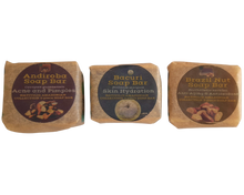 Load image into Gallery viewer, Nativilis Amazonian Collection 3-piece Soap Bar 300 grams - ANDIROBA BACURI BRAZIL NUT - Natural Vegan Emollient Face Skin Body Soap Moisturises & Cleanses No Chemicals Additives, Colours or Lauryl