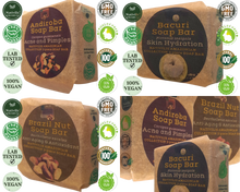 Load image into Gallery viewer, Nativilis Amazonian Collection 3-piece Soap Bar 300 grams - ANDIROBA BACURI BRAZIL NUT - Natural Vegan Emollient Face Skin Body Soap Moisturises & Cleanses No Chemicals Additives, Colours or Lauryl
