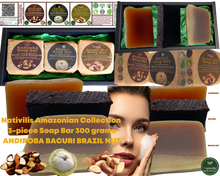 Load image into Gallery viewer, Nativilis Amazonian Collection 3-piece Soap Bar 300 grams - ANDIROBA BACURI BRAZIL NUT - Natural Vegan Emollient Face Skin Body Soap Moisturises & Cleanses No Chemicals Additives, Colours or Lauryl