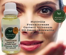 Load image into Gallery viewer, Nativilis Frankincense Carterii Olibanum Oil Oman (Boswellia Carterii ) - natural anti-acne anti-wrinkle improve oral hygiene prevent gum disease antibacterial properties - Copaiba properties 30ml Media 1 of 36