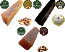 Load image into Gallery viewer, Nativilis Amazonian Soap Base 3KG - ANDIROBA 1KG - BACURI 1KG - BRAZIL NUT 1KG - Natural Vegan Emollient Face Skin Body Moisturises Cleanses No Chemicals Additives, Colours or Lauryl - Melt and Pour