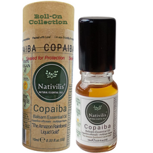 Load image into Gallery viewer, Nativilis Copaiba Essential Oil Roll-On 10ml – 100% Natural Copaifera officinalis | Anti-Inflammatory Pain Relief | GC/MS Tested | Travel Size | Beta-Caryophyllene Rich