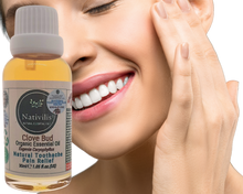 Load image into Gallery viewer, Nativilis Organic Clove Bud Essential Oil (Eugenia Caryophyllus) - natural pain reliever for toothache muscle pain - skin care - Copaiba properties 30ml Media 11 of 30