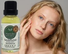Load image into Gallery viewer, Nativilis Organic Sandalwood Essential Oil (Santalum album) Anti-ageing Soothes the skin Anti-tanning reduce the oxidative stress in the skin reverse sun ward off excess scalp sebum secretion Copaiba