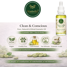 Load image into Gallery viewer, Nativilis Green Coffee Bean Oil for Face & Body – Coffea Arabica – Cold Pressed Cosmetic Oil – Lightweight, Fast Absorbing – Vegan