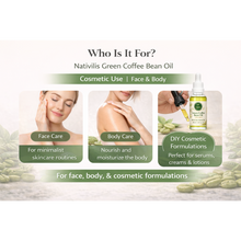 Load image into Gallery viewer, Nativilis Green Coffee Bean Oil for Face & Body – Coffea Arabica – Cold Pressed Cosmetic Oil – Lightweight, Fast Absorbing – Vegan