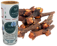 Load image into Gallery viewer, Nativilis Organic Clove Bud Essential Oil (Eugenia Caryophyllus) - natural pain reliever for toothache muscle pain - skin care - Copaiba properties 30ml