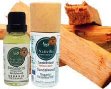Load image into Gallery viewer, Nativilis Organic Sandalwood Essential Oil (Santalum album) Anti-ageing Soothes the skin Anti-tanning reduce the oxidative stress in the skin reverse sun ward off excess scalp sebum secretion Copaiba