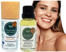 Load image into Gallery viewer, Nativilis Organic Sandalwood Essential Oil (Santalum album) Anti-ageing Soothes the skin Anti-tanning reduce the oxidative stress in the skin reverse sun ward off excess scalp sebum secretion Copaiba