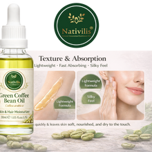 Load image into Gallery viewer, Nativilis Green Coffee Bean Oil for Face & Body – Coffea Arabica – Cold Pressed Cosmetic Oil – Lightweight, Fast Absorbing – Vegan