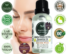 Load image into Gallery viewer, Nativilis Candeia Essential Oil Natural Alpha Bisabolol 95% (Eremanthus erythropappus) - Sesquiterpene – Vegan - Antibacterial Anti-inflammatory - Skin-Smoothing - Wound Healing Nociceptive Properties - Copaiba