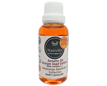 Load image into Gallery viewer, Nativilis Amazonian Urucum Seed Extract Annatto Oil 30 ml (Bixa orellana L.) Emolient for Suncream Lotion | Ultraviolet Rays Protection properties – Brazilian Bio-Natural Skin Tanning Oil - Copaiba Benefits