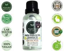 Load image into Gallery viewer, Nativilis Candeia Essential Oil Natural Alpha Bisabolol 95% (Eremanthus erythropappus) - Sesquiterpene – Vegan - Antibacterial Anti-inflammatory - Skin-Smoothing - Wound Healing Nociceptive Properties - Copaiba