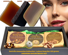 Load image into Gallery viewer, Nativilis Amazonian Collection 3-piece Soap Bar 300 grams - ANDIROBA BACURI BRAZIL NUT - Natural Vegan Emollient Face Skin Body Soap Moisturises & Cleanses No Chemicals Additives, Colours or Lauryl