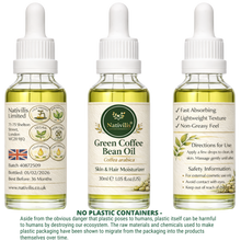 Load image into Gallery viewer, Nativilis Green Coffee Bean Oil for Face & Body – Coffea Arabica – Cold Pressed Cosmetic Oil – Lightweight, Fast Absorbing – Vegan