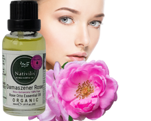 Load image into Gallery viewer, Nativilis Organic Rose Otto Essential Oil (Rosa damascena) - 100% Pure and Natural - 30ml - (GC/MS Tested) -