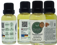 Load image into Gallery viewer, Nativilis Organic Sandalwood Essential Oil (Santalum album) Anti-ageing Soothes the skin Anti-tanning reduce the oxidative stress in the skin reverse sun ward off excess scalp sebum secretion Copaiba