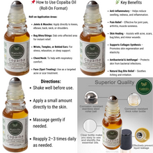 Load image into Gallery viewer, Nativilis Copaiba Essential Oil Roll-On 10ml – 100% Natural Copaifera officinalis | Anti-Inflammatory Pain Relief | GC/MS Tested | Travel Size | Beta-Caryophyllene Rich