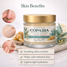 Load image into Gallery viewer, Nativilis Copaiba Gel Eucalyptus (Copaifera officinalis) 100% Natural Multipurpose Gel Face Skin Body Moisturizing Anti-aging and Melasma Treating Inflammation Dermatitis and Fungal Infections Relieve Congestion