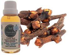 Load image into Gallery viewer, Nativilis Organic Clove Bud Essential Oil (Eugenia Caryophyllus) - natural pain reliever for toothache muscle pain - skin care - Copaiba properties 30ml