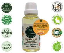 Load image into Gallery viewer, Nativilis Frankincense Carterii Olibanum Oil Oman (Boswellia Carterii ) - natural anti-acne anti-wrinkle improve oral hygiene prevent gum disease antibacterial properties - Copaiba properties 30ml Media 1 of 36