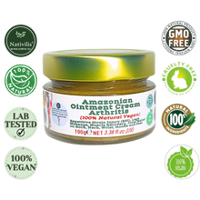 Load image into Gallery viewer, Nativilis Amazonian Ointment Cream for Arthritis, 100% Natural for Repetitive Strain Injury (RSI), Legs Massage, Muscle Recovery, Joint Relief on Back, Neck, Wrist, Hands and Feet 100g – Copaiba