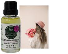 Load image into Gallery viewer, Nativilis Organic Rose Otto Essential Oil (Rosa damascena) - 100% Pure and Natural - 30ml - (GC/MS Tested) -