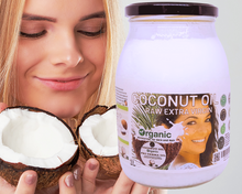 Load image into Gallery viewer, Nativilis Organic Coconut Oil 1L (Cocos Nucifera) - Extra Virgin, Raw, Cold Pressed, Pro Derma, Moisturizer Skin Hair, Vegan, 100% Natural, Ethically Sourced, Copaiba Properties, 1000ml Glass Jar (1L)