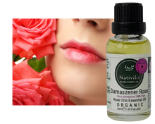 Load image into Gallery viewer, Nativilis Organic Rose Otto Essential Oil (Rosa damascena) - 100% Pure and Natural - 30ml - (GC/MS Tested) -