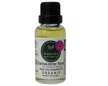 Load image into Gallery viewer, Nativilis Organic Rose Otto Essential Oil (Rosa damascena) - 100% Pure and Natural - 30ml - (GC/MS Tested) -