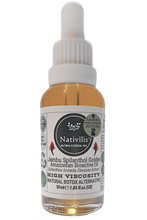 Load image into Gallery viewer, Nativilis Jambu Spilanthol Golden Amazonian Bioactive Oil - Spilanthes Acmella Oleracea Extract - High Viscosity - Better Skin Penetration 100% Natural Botox Alternative - Relax facial muscles reduce wrinkles antioxidant properties Copaiba - 30 ml
