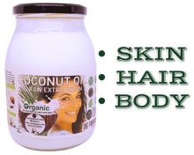 Load image into Gallery viewer, Nativilis Organic Coconut Oil 1L (Cocos Nucifera) - Extra Virgin, Raw, Cold Pressed, Pro Derma, Moisturizer Skin Hair, Vegan, 100% Natural, Ethically Sourced, Copaiba Properties, 1000ml Glass Jar (1L)