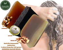 Load image into Gallery viewer, Nativilis Amazonian Collection 3-piece Soap Bar 300 grams - ANDIROBA BACURI BRAZIL NUT - Natural Vegan Emollient Face Skin Body Soap Moisturises & Cleanses No Chemicals Additives, Colours or Lauryl