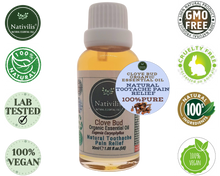Load image into Gallery viewer, Nativilis Organic Clove Bud Essential Oil (Eugenia Caryophyllus) - natural pain reliever for toothache muscle pain - skin care - Copaiba properties 30ml Media 11 of 30