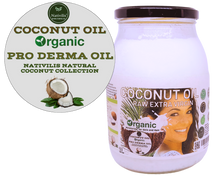Load image into Gallery viewer, Nativilis Organic Coconut Oil 1L (Cocos Nucifera) - Extra Virgin, Raw, Cold Pressed, Pro Derma, Moisturizer Skin Hair, Vegan, 100% Natural, Ethically Sourced, Copaiba Properties, 1000ml Glass Jar (1L)