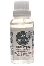 Load image into Gallery viewer, Nativilis Black Pepper Organic Essential Oil 30 ml (Piper nigrum) - Ease aching muscles boost the immune system improves circulation - Copaiba Properties