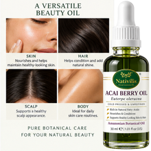 Load image into Gallery viewer, Nativilis Açaí Berry Oil – 100% Pure Euterpe Oleracea Fruit Oil – Cold Pressed – 30 ml