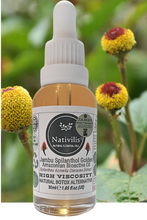 Load image into Gallery viewer, Nativilis Jambu Spilanthol Golden Amazonian Bioactive Oil - Spilanthes Acmella Oleracea Extract - High Viscosity - Better Skin Penetration 100% Natural Botox Alternative - Relax facial muscles reduce wrinkles antioxidant properties Copaiba - 30 ml