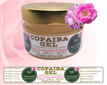 Load image into Gallery viewer, Nativilis Copaiba Gel (Copaifera officinalis) 100% Natural Multipurpose Gel Rosa damascena Face Skin Body Moisturizing Anti-aging