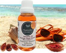 Load image into Gallery viewer, Nativilis Amazonian Urucum Seed Extract Annatto Oil 30 ml (Bixa orellana L.) Emolient for Suncream Lotion | Ultraviolet Rays Protection properties – Brazilian Bio-Natural Skin Tanning Oil - Copaiba Benefits