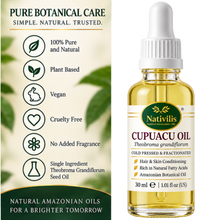Load image into Gallery viewer, Nativilis Cupuaçu Oil – 100% Pure Theobroma Grandiflorum Seed Oil – Cold Pressed & Fractionated – 30 ml