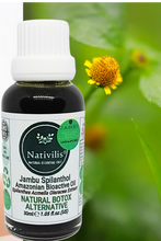Load image into Gallery viewer, Nativilis Jambu Spilanthol Amazonian Bioactive Oil - Spilanthes Acmella Oleracea Extract - 100% Natural and Pure Botox Alternative - Relax facial muscles reduce wrinkles and fine lines improve skin firmness antioxidant properties Copaiba - 30 ml