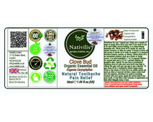 Load image into Gallery viewer, Nativilis Organic Clove Bud Essential Oil (Eugenia Caryophyllus) - natural pain reliever for toothache muscle pain - skin care - Copaiba properties 30ml