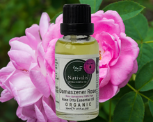 Load image into Gallery viewer, Nativilis Organic Rose Otto Essential Oil (Rosa damascena) - 100% Pure and Natural - 30ml - (GC/MS Tested) -