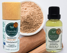 Load image into Gallery viewer, Nativilis Organic Sandalwood Essential Oil (Santalum album) Anti-ageing Soothes the skin Anti-tanning reduce the oxidative stress in the skin reverse sun ward off excess scalp sebum secretion Copaiba