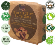 Load image into Gallery viewer, Nativilis Amazonian Collection 3-piece Soap Bar 300 grams - ANDIROBA BACURI BRAZIL NUT - Natural Vegan Emollient Face Skin Body Soap Moisturises & Cleanses No Chemicals Additives, Colours or Lauryl